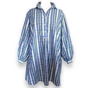 Vintage 1980s Victorias Secret Gold Crown Label Sleepshirt Sz Small Blue Plaid